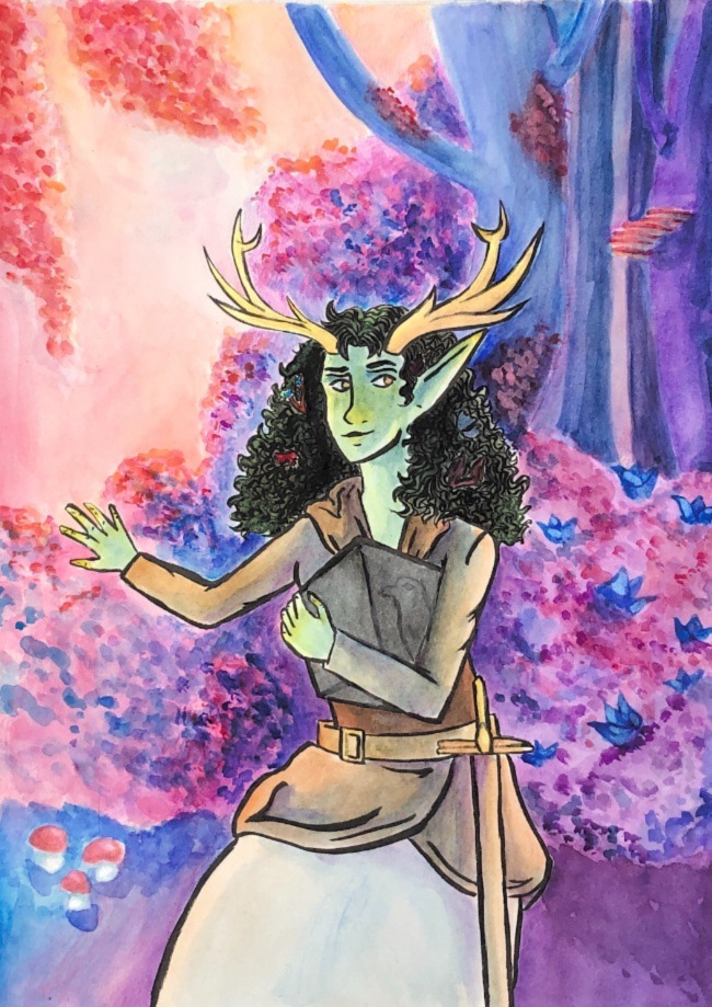 tiefling in light woods